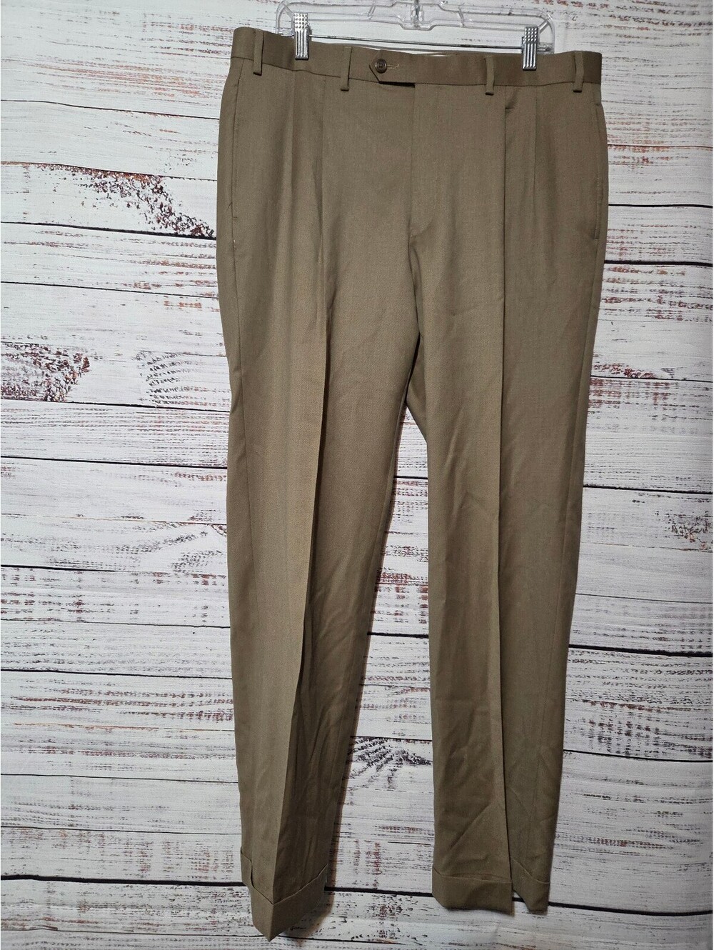 Lauren Ralph Lauren Men's 36W x 32L Beige Wool Dress Pants Casual